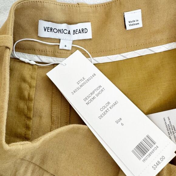 Veronica Beard Noemi Shorts | Desert Khaki Linen Blend | Size 6 | NWT $348 - Picture 10 of 14